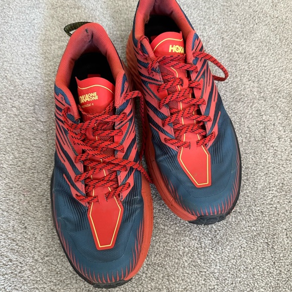 HOKA ONE ONE Speedgoat 4 Running Shoes Men Low-top Orange/Blue - Picture 2 of 8